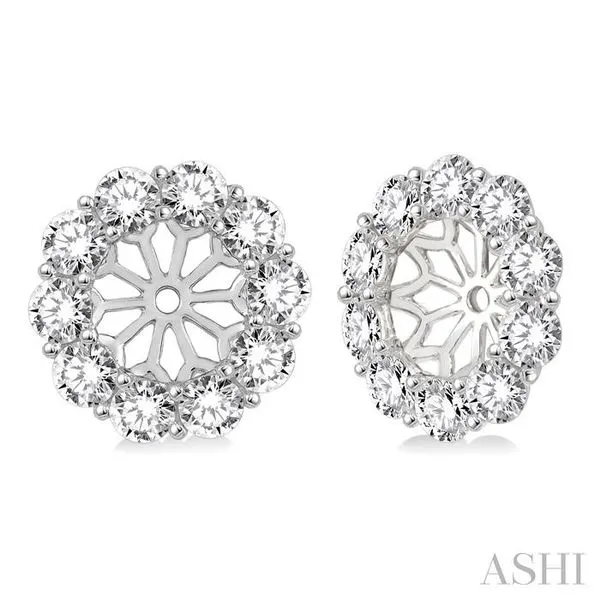 2 Ctw Round Cut Diamond Earring Jacket in 14K White Gold | Trinity