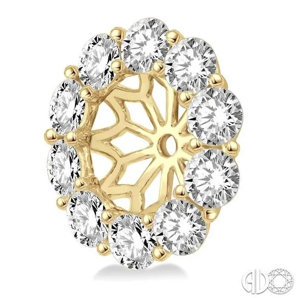 2 Ctw Round Cut Diamond Earring Jacket in 14K Yellow Gold