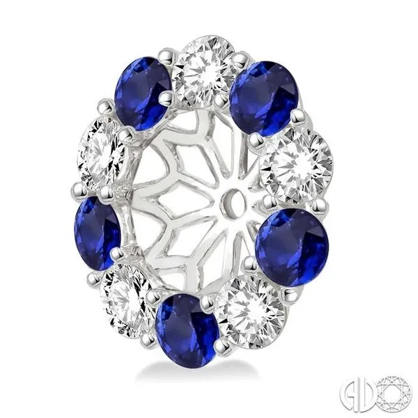 2.65 MM Round Cut Sapphire and 3/4 Ctw Round Cut Diamond Earring Jacket in  14K White Gold