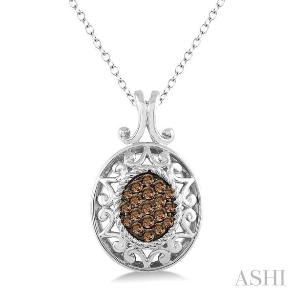 1/10 Ctw Oval Shape Round Cut Champagne Brown Diamond Pendant in Sterling Silver with Chain Trinity Diamonds Inc. Tucson, AZ