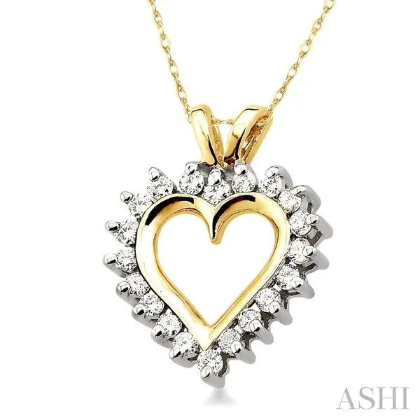 1/4 Ctw Round Diamond Heart Pendant in 10K Yellow Gold with