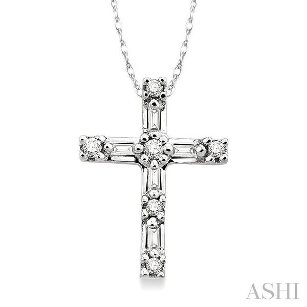 1/10 Ctw Diamond Cross Pendant in 10K White Gold with Chain Trinity Diamonds Inc. Tucson, AZ