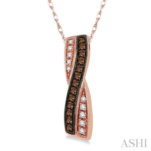 1/5 Ctw White and Champagne Brown Single Cut Diamond Pendant in 10K Rose Gold with Chain Image 2 Trinity Diamonds Inc. Tucson, AZ