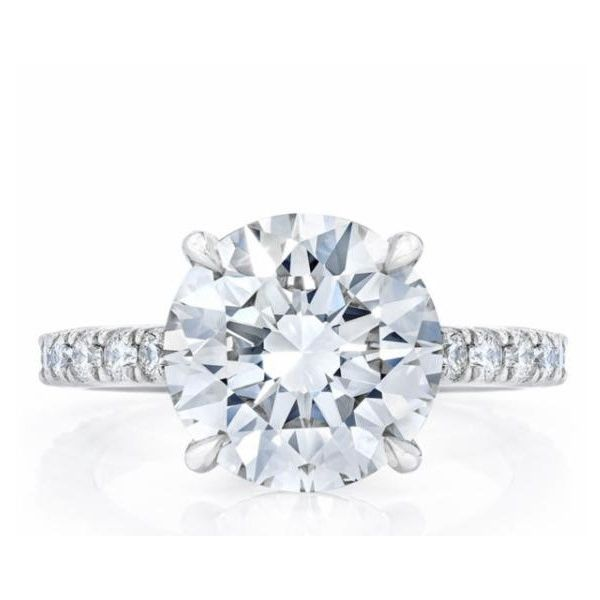 Straight 5.72 Carat Round Diamond Platinum Pave Engagement Ring Washington Diamond Falls Church, VA