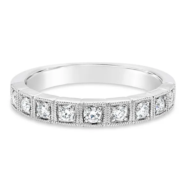 14kt White Gold beautiful antique-inspired channel set diamond wedding band