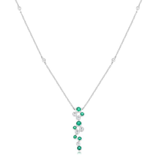18kwg Emeralds(7ro=.37) & Diamonds(9ro=.65cts) All Bezel-set Neck
