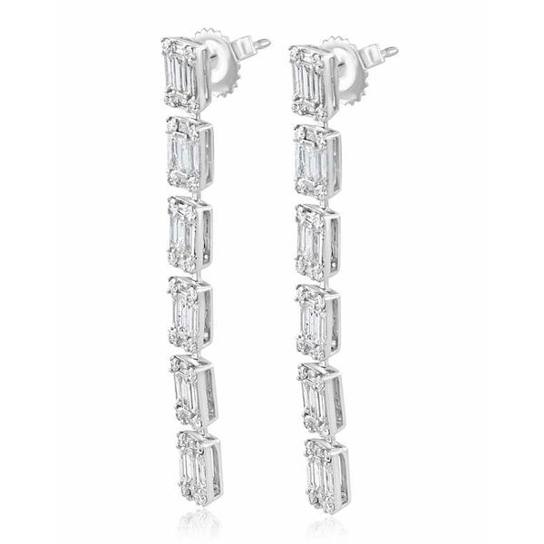14kwg 6-Section Dia Drop Earrings 2.30cts - image 2