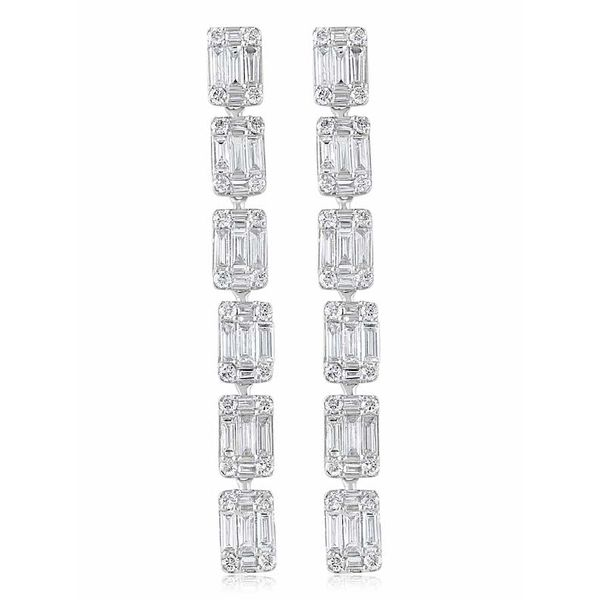 14kwg 6-Section Dia Drop Earrings 2.30cts