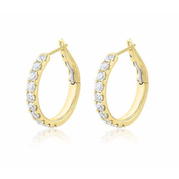 18kyg Split-Prong Hoop Diamond Earrings 20=.93cts t.w. - image 2