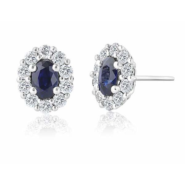 18ktwg Oval Sapphire & Dia Earrings 1.22 .87 - image 2