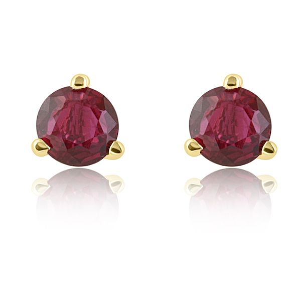 14kyg 3-Prong Round Ruby Earrings .68cts t.w.