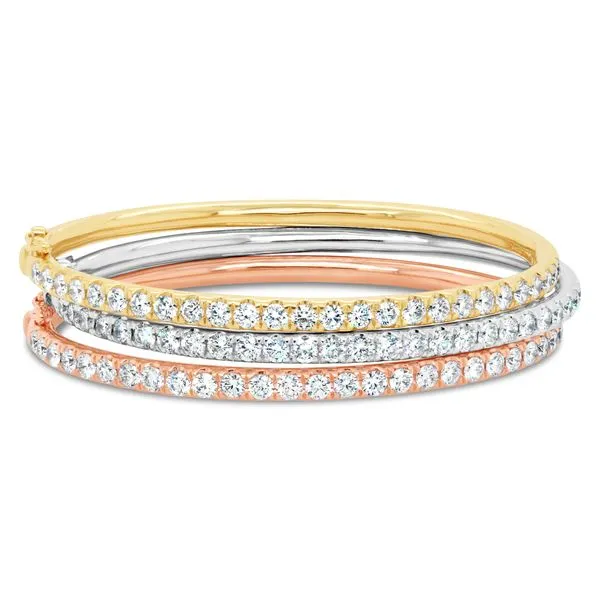 Gold Star and Diamond Bangle 14K Rose Gold