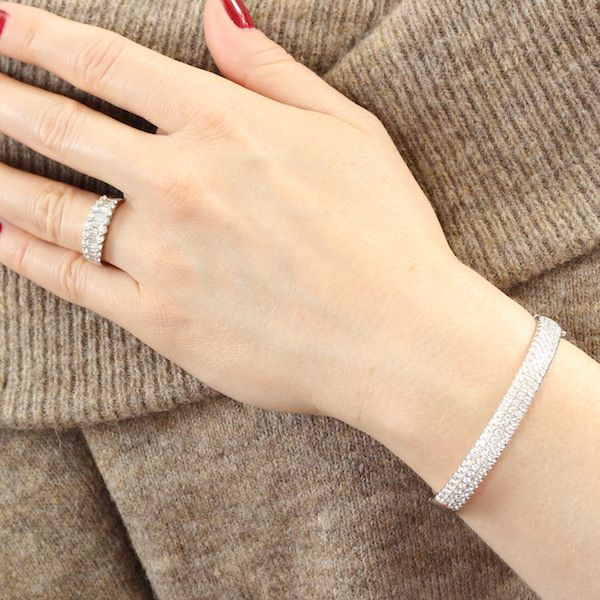 Two Row Diamond Partial Bangle Bracelet