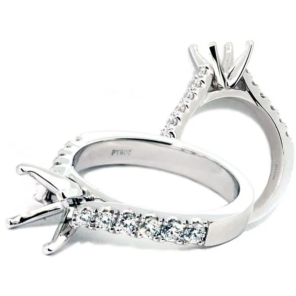 High-Quality Platinum Straight-Line Diamond Engagement Ring Setting